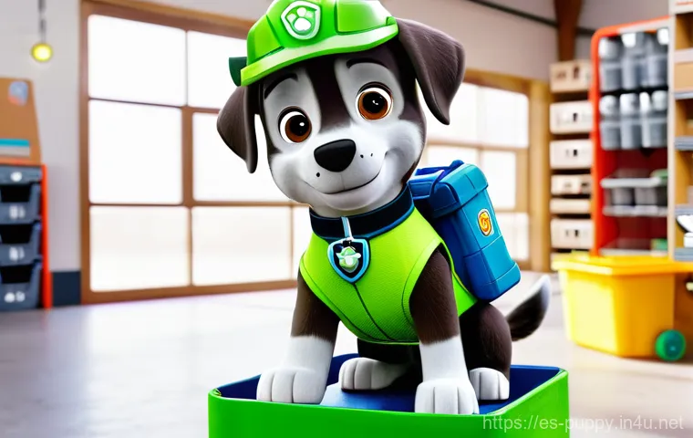 퍼피구조대 글로벌 유통 현황 - A playful and educational animated image showing a diverse group of children, aged 4-7, engaging in ...