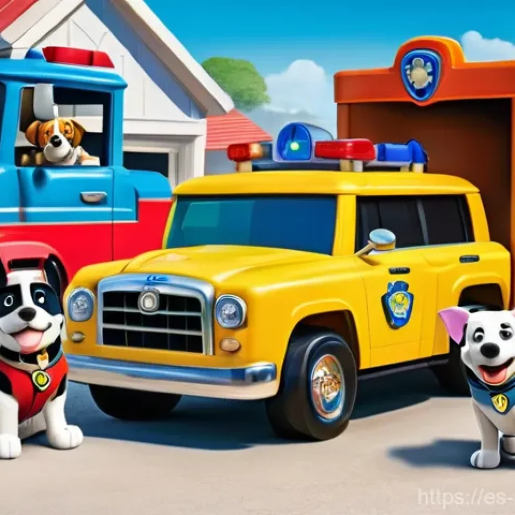 퍼피구조대 캐릭터 개발 과정 - **"A vibrant and wholesome cartoon illustration in the style of PAW Patrol, featuring Ryder and the ...
