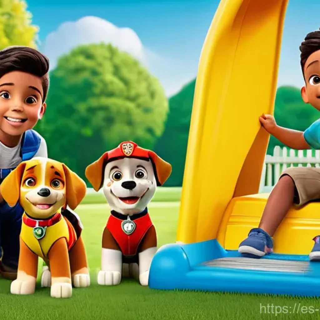 퍼피구조대 각본가 인터뷰 - **Prompt:** A vibrant and heartwarming illustration depicting a diverse group of young children, age...