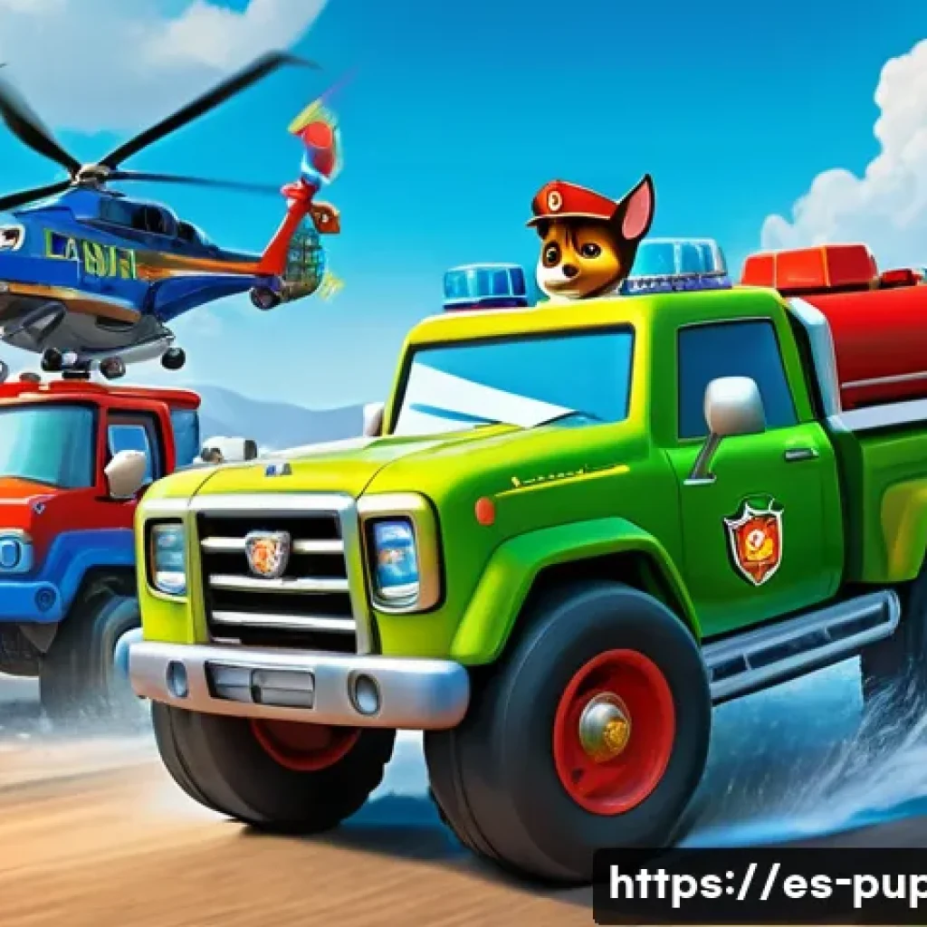 퍼피구조대 팬들과의 소통 - **Prompt:** A vibrant, dynamic illustration of the entire Paw Patrol team – Ryder, Chase, Marshall, ...