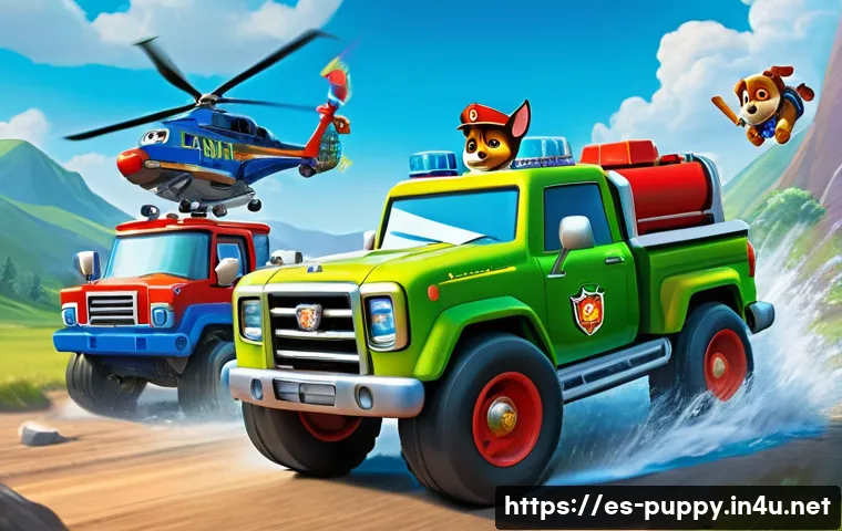 퍼피구조대 팬들과의 소통 - **Prompt:** A vibrant, dynamic illustration of the entire Paw Patrol team – Ryder, Chase, Marshall, ...