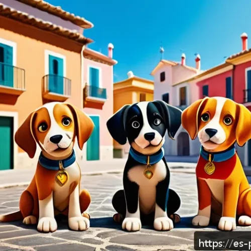 퍼피구조대 캐릭터 간 갈등 해소 - A diverse group of animated puppies resembling characters from a children's rescue team, each showca...
